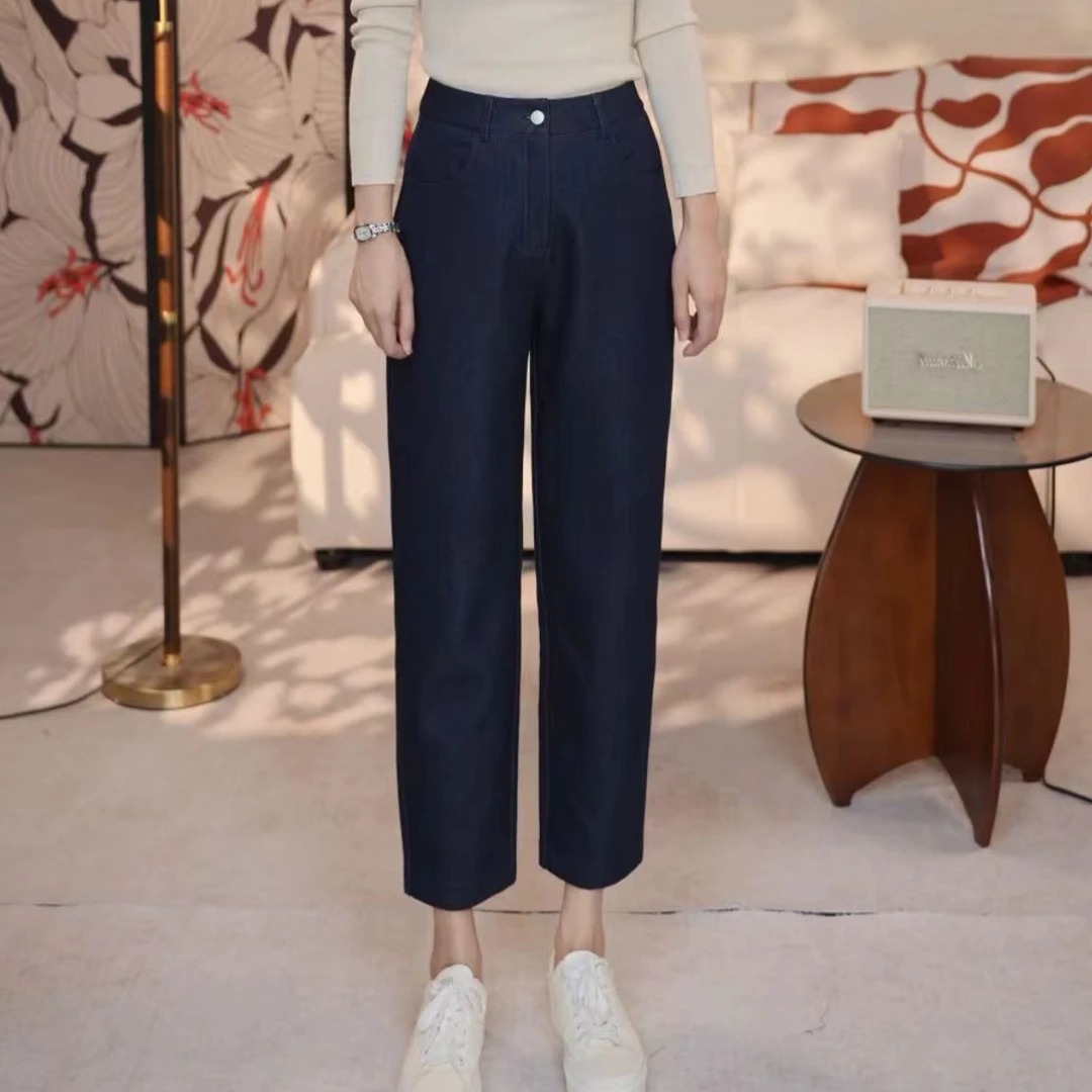 【希希推荐】HFS-8605经典蓝牛仔香蕉裤加绒设计师时尚休闲裤九分裤