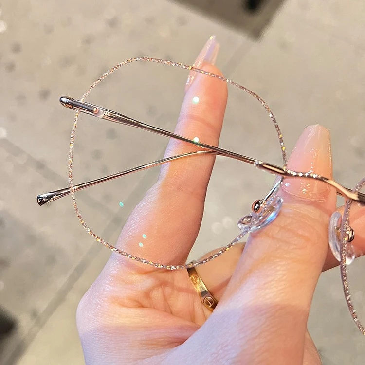 【月影对白】无框眼镜女轻钛超轻薄防蓝光可配度数近视散光钻石切边