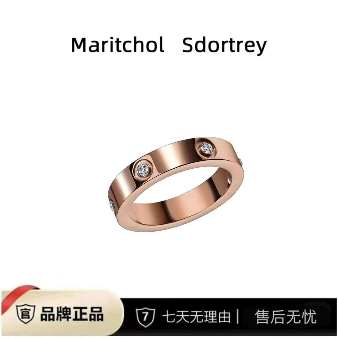钛钢合成锆石戒指 卡家时尚潮简约精致指环戒指