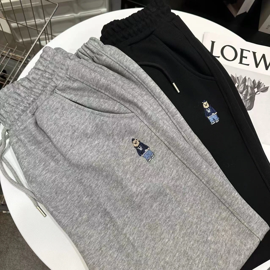 【瑞倩自制】2023年新款刺绣韩版休闲风系带宽松小熊卫裤女