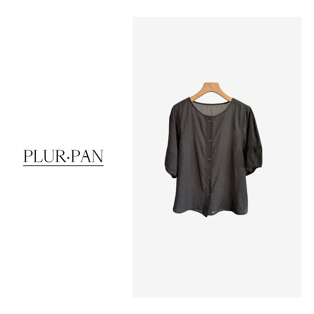 PLUR·PAN圆领气质风薄款透气短袖小衫 209