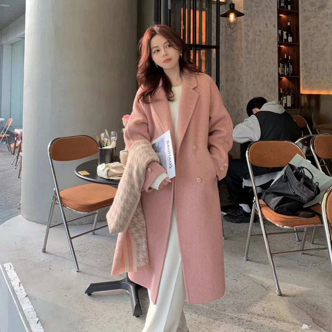 金蘑菇菇【海德拉之冬】斜纹加厚双面毛呢大衣外套