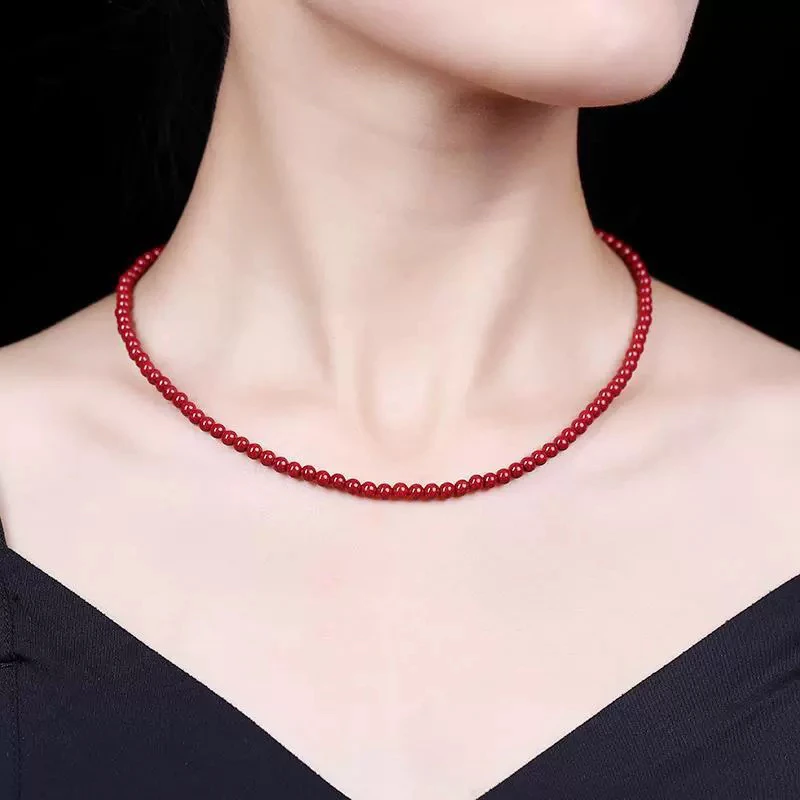 含辰砂工艺品紫金砂锁骨链项链男女项链高含量圆珠锁骨链男女锁骨