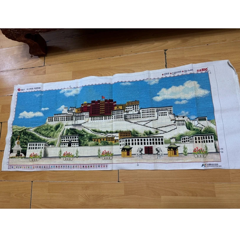 纯手工十字绣成品人工绣好的图布达拉宫满绣1.5米客厅装饰挂画