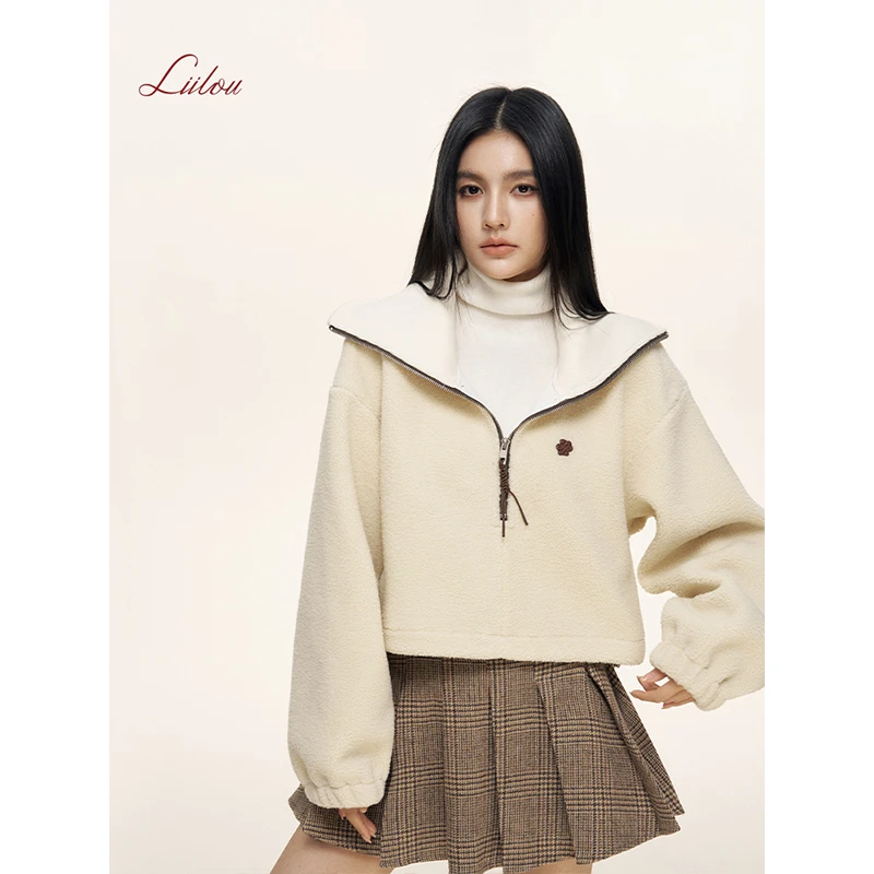 Liilou  自在从绒 半拉链大翻领短款秋冬卫衣