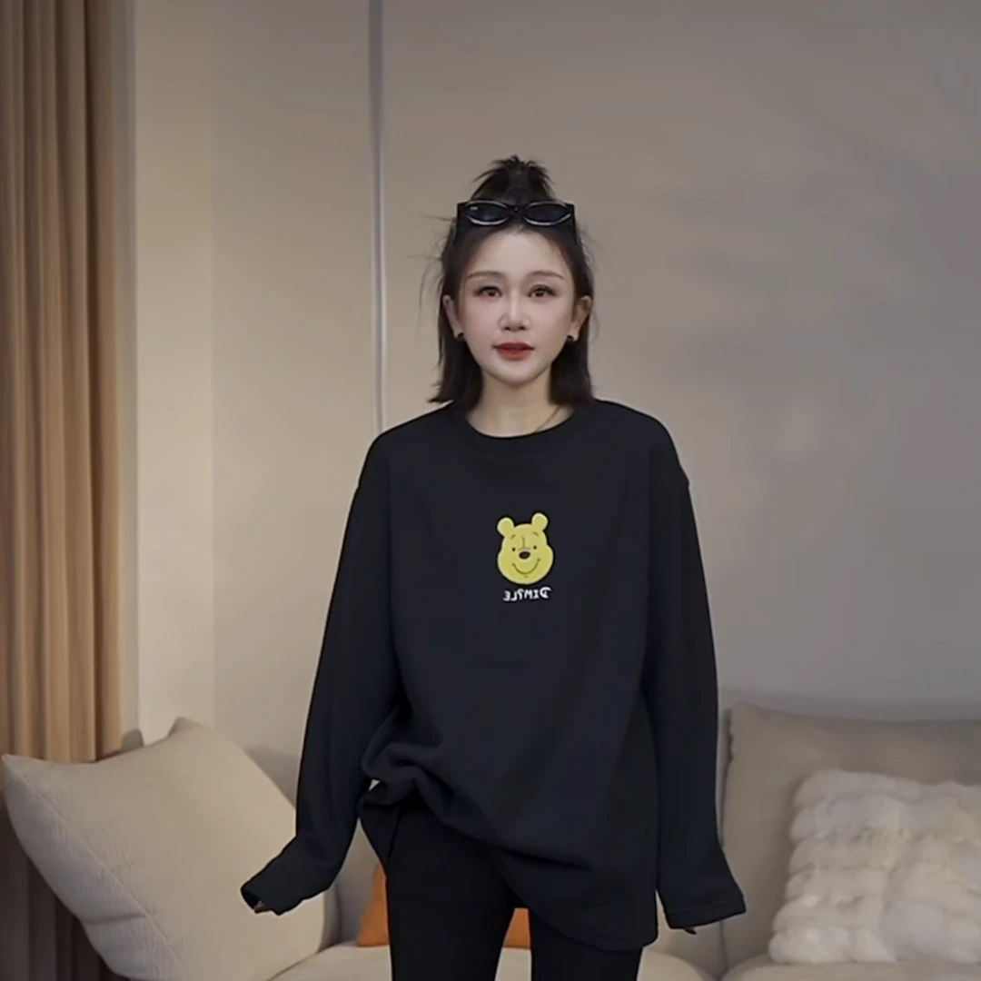 JW/静稳2024冬季新品时尚潮流休闲长袖加绒减龄女装卫衣8885151