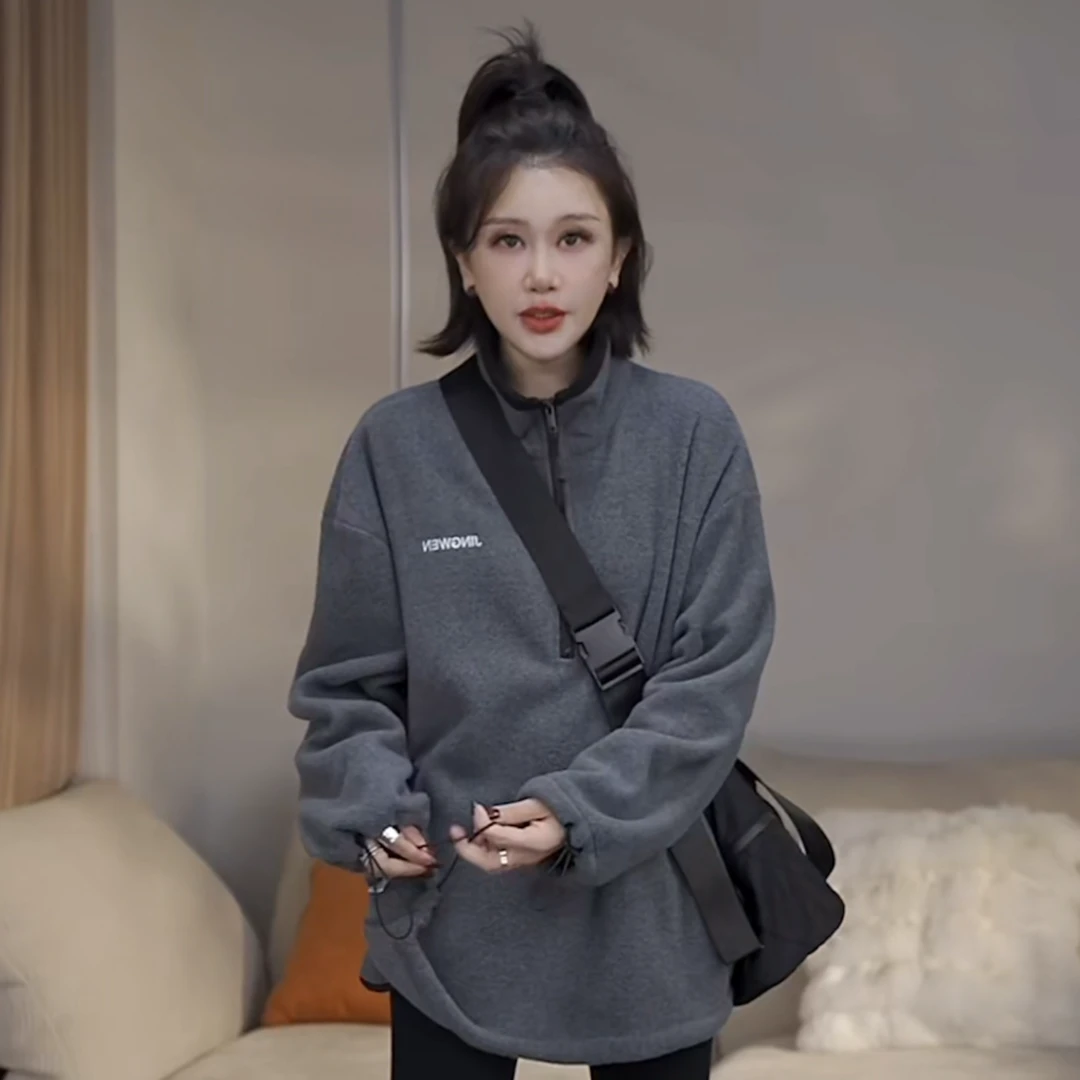 JW/静稳2024秋季时尚休闲套头潮流设计师款女装加绒卫衣8882392
