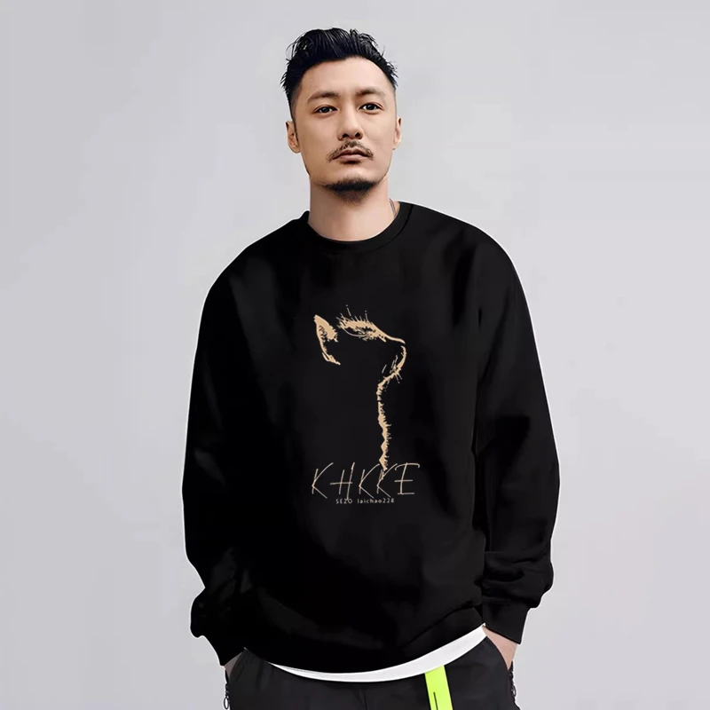 仓石一树潮牌远望猫圆领卫衣男秋冬季新款宽松纯棉加绒长袖外套