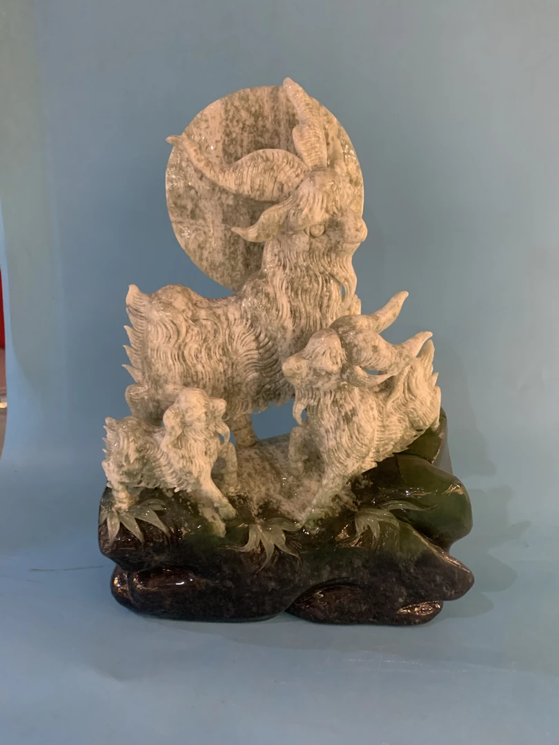 三阳开泰岫玉摆件