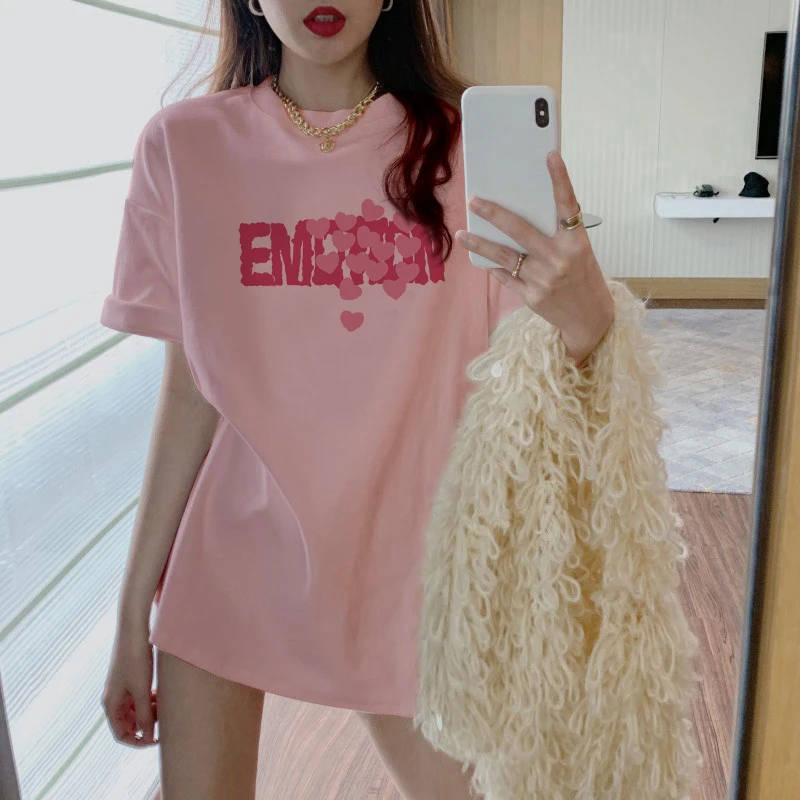 欧洲站白色纯棉短袖中长款t恤女设计感小众2024新款夏季字母上衣