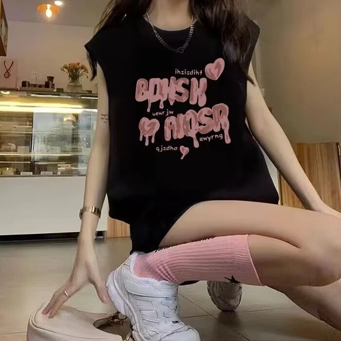 纯棉无袖背心t恤女中长款2024夏季新款运动坎肩外穿内搭上衣ins潮