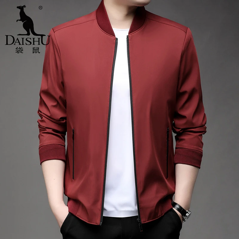 Dai Shu/袋鼠薄款韩版立领春季休闲男百搭外套春装男士商务夹克
