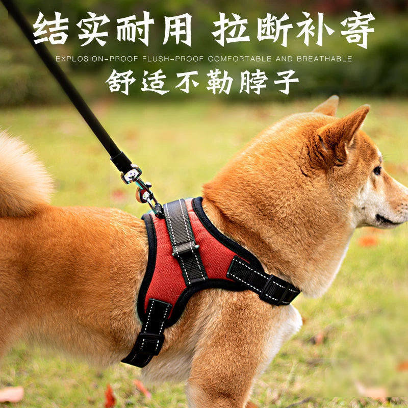 狗狗牵引绳可调节胸背带遛狗绳大中小型犬舒适狗背带外出牵引背带