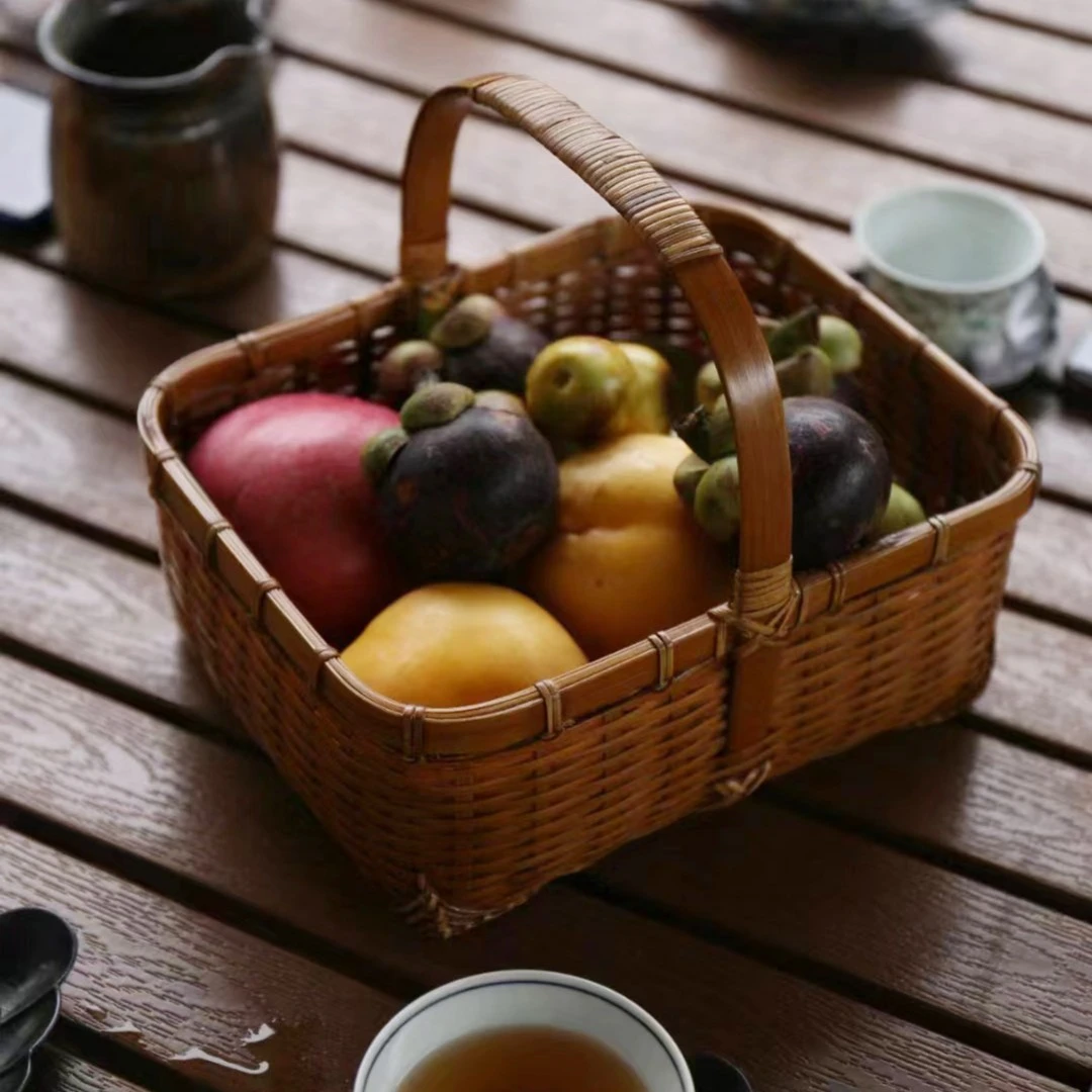 竹编提篮 鸡蛋篮采摘篮 小篮子茶几水果篮菜篮竹篮野餐篮食味提篮
