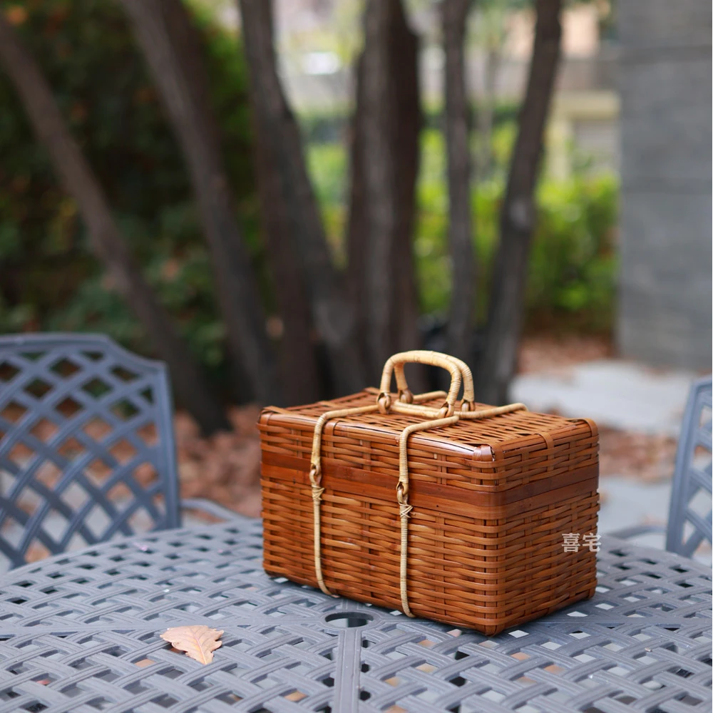 令竹如意提箱手工竹编茶箱旅行便携茶道功夫茶具收纳箱包送内胆