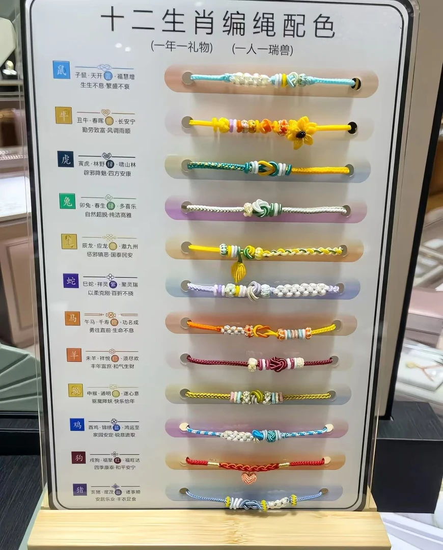 十二生肖手绳编织鼠牛虎兔手绳材料包龙蛇马羊DIY猴鸡狗猪手工绳