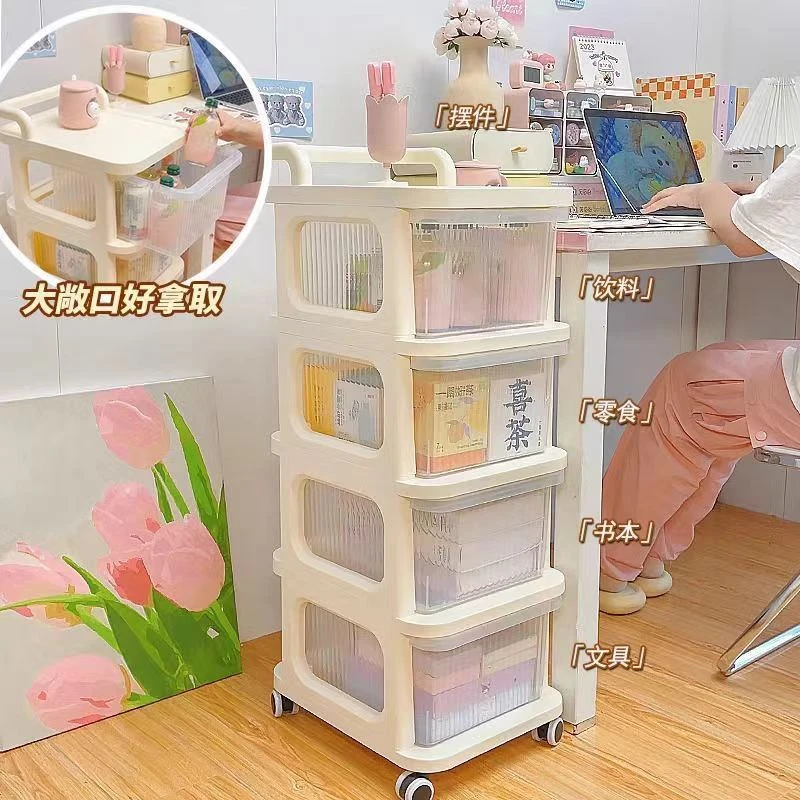 小推车大容量客厅卧室床头置物架宿舍储物架落地抽屉式可移动柜子