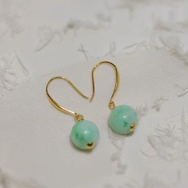 迷悟天然翡翠圆珠925耳饰M24120401