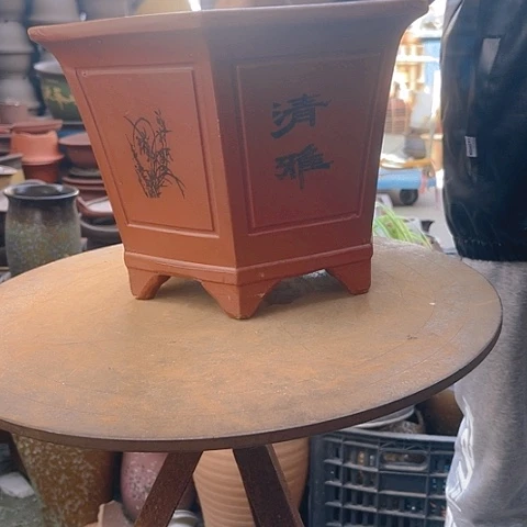 紫砂20CM（含）-50CM（不含）32清雅红六方