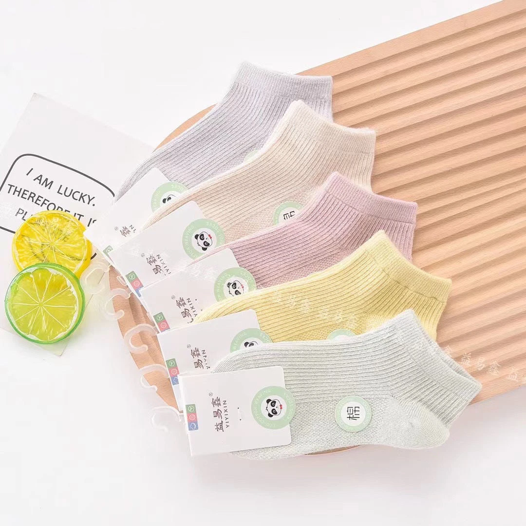 儿童棉袜子女童男童夏季薄款短袜中大童学生可爱防臭纯色宝宝袜