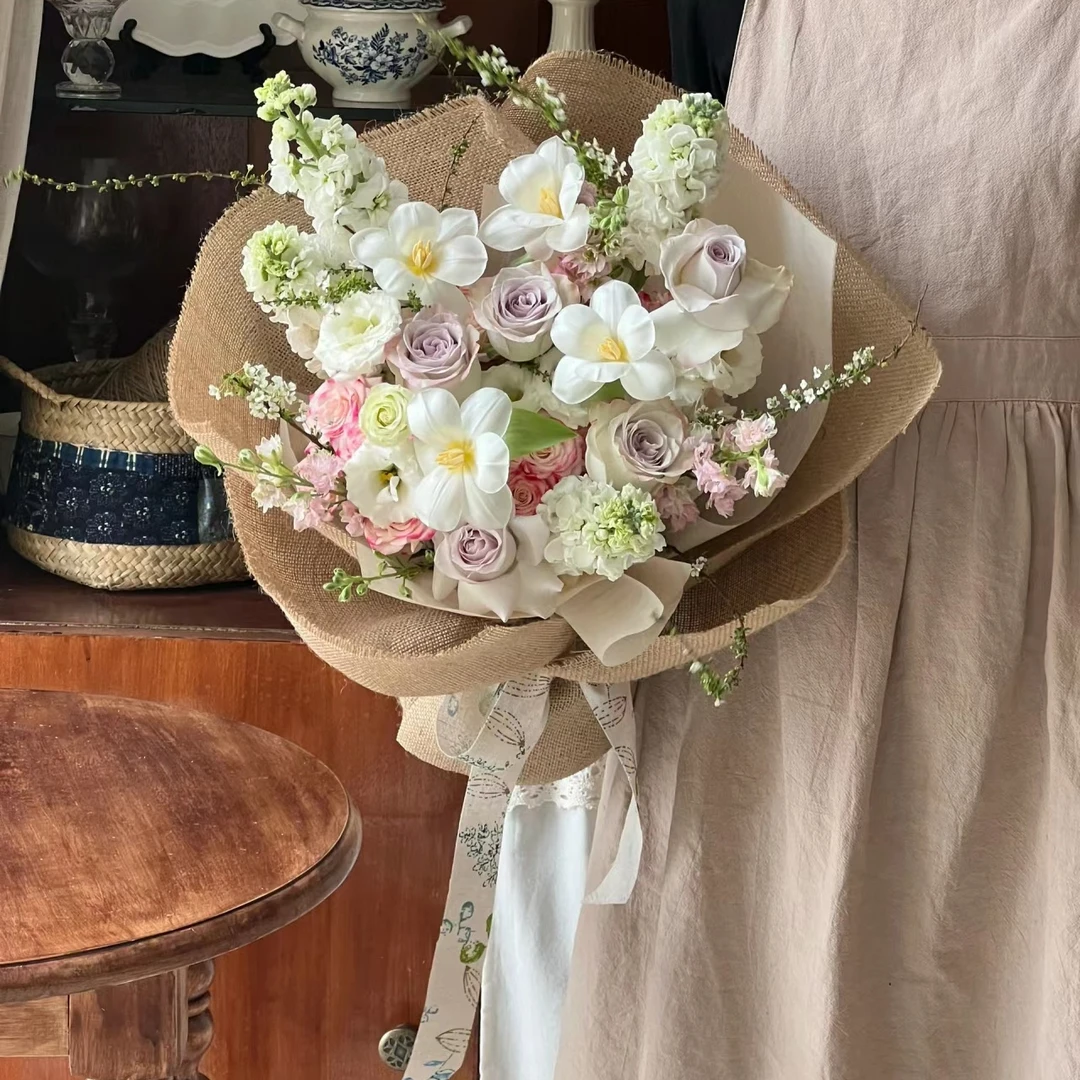 石磊/原色麻布卷/彩色麻布片/复古麻卷/自然风花束端午节手工制作