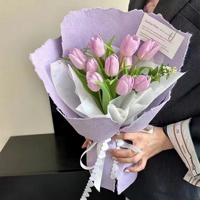 石磊/东巴手撕纸进口材质可撕边造型韩式手工高档压纹花店包花纸