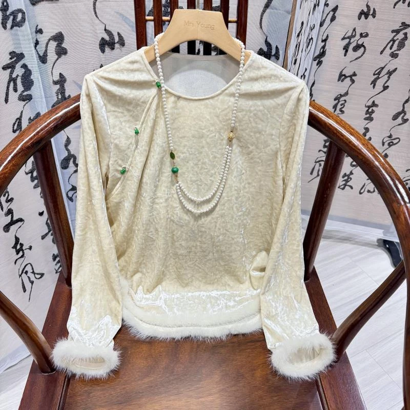 盈盈推荐 2024冬季新中式钻石立绒 保暖显瘦 国风伴侣内搭6745