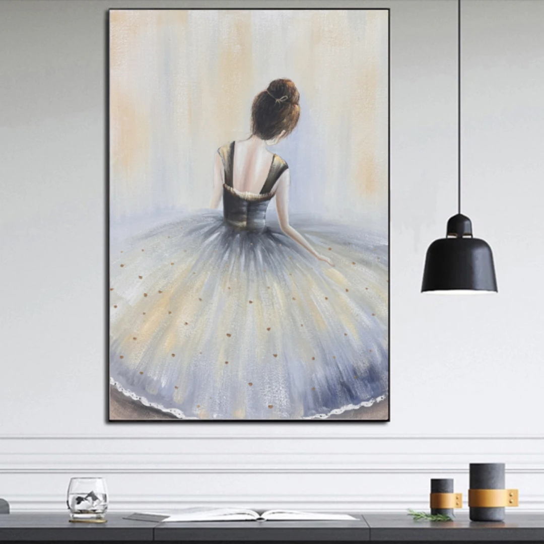 《芭蕾女孩》纯手工肌理画卧室挂画现代轻奢客厅落地画