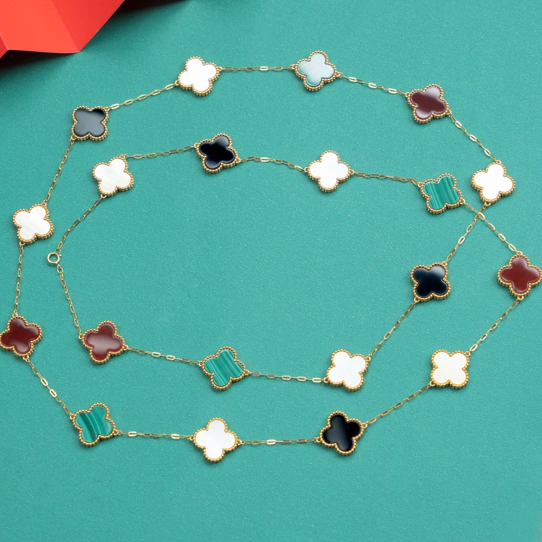 二十花 多宝套链项链 15mm 18k金镶嵌 k黄  k玫 经典气质优雅