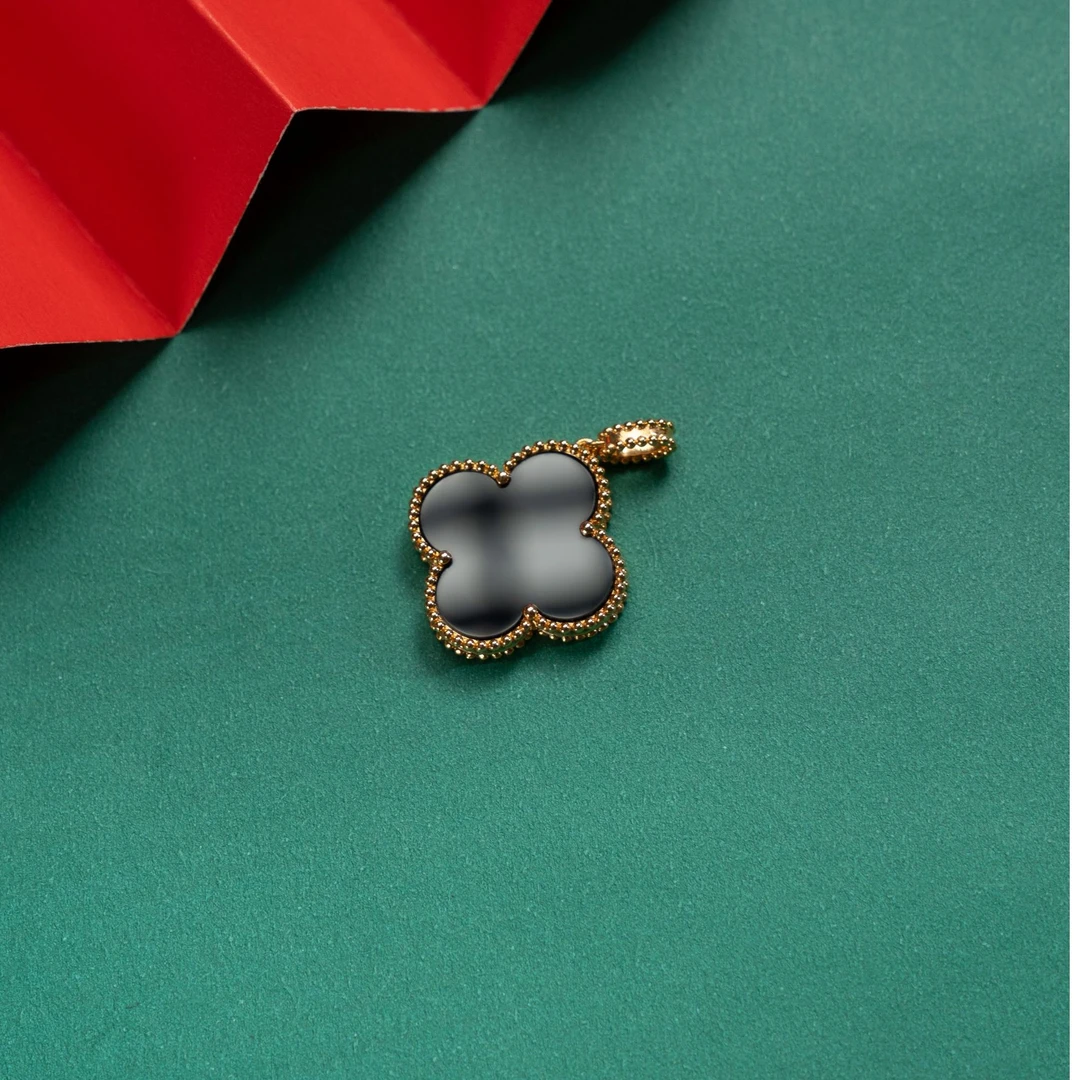 吊坠黑玛瑙20mm18k金镶嵌k黄k枚古典百搭首饰18k金吊坠