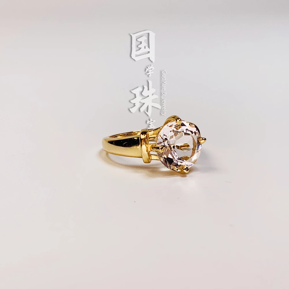 【国学珠宝】天然银饰白水晶切面戒指时尚女士活口戒多样性发货