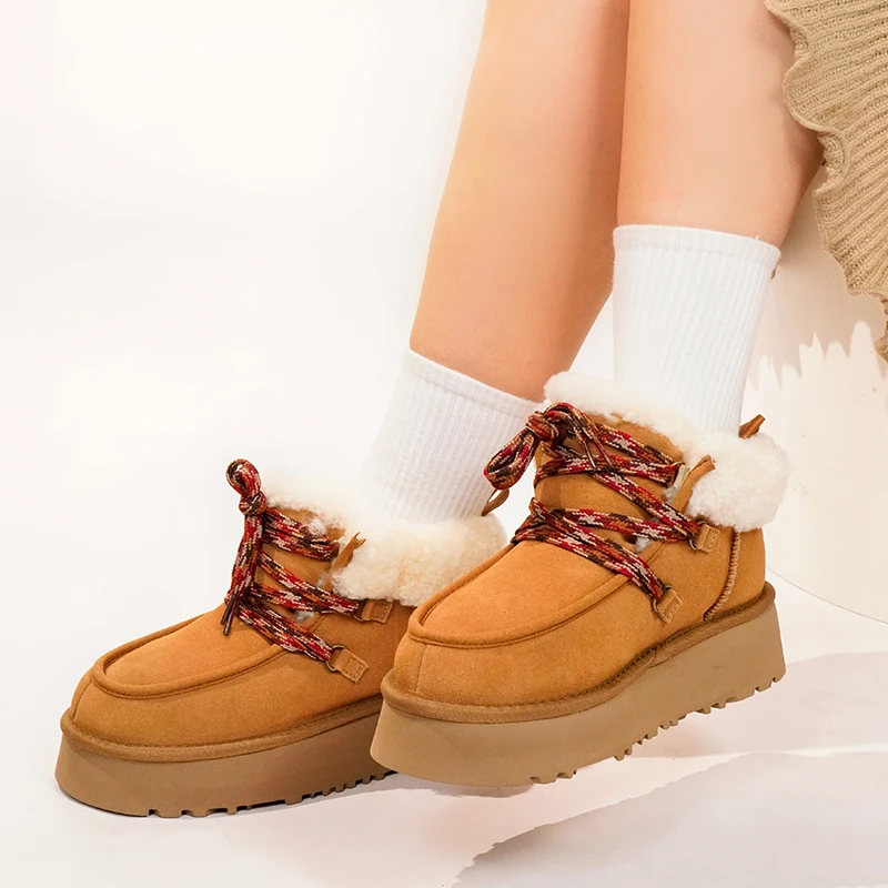 【芙卡拉】河南桑坡羊皮毛一体女雪地靴增高秋冬保暖搭子防寒