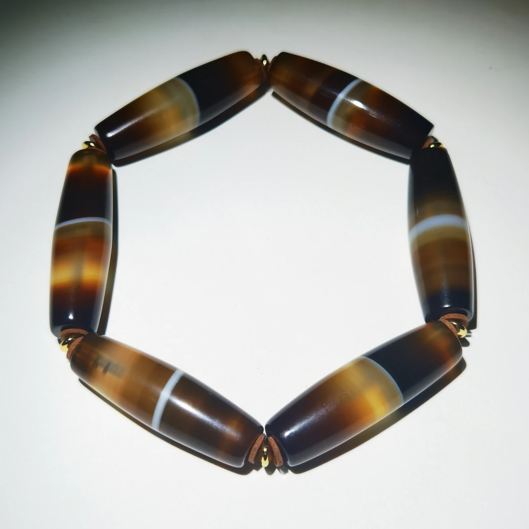 木土堂 | 精品维多利亚时期缠丝玛瑙管珠手串男女款佛珠手围19cm