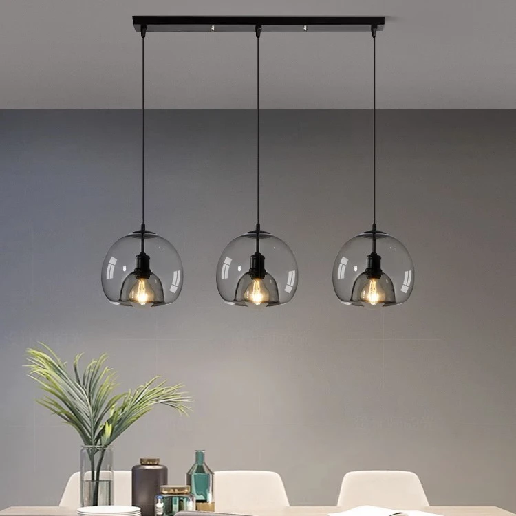 餐厅灯现代简约北欧灯具轻奢创意个性饭厅三头餐桌灯玻璃吧台吊灯