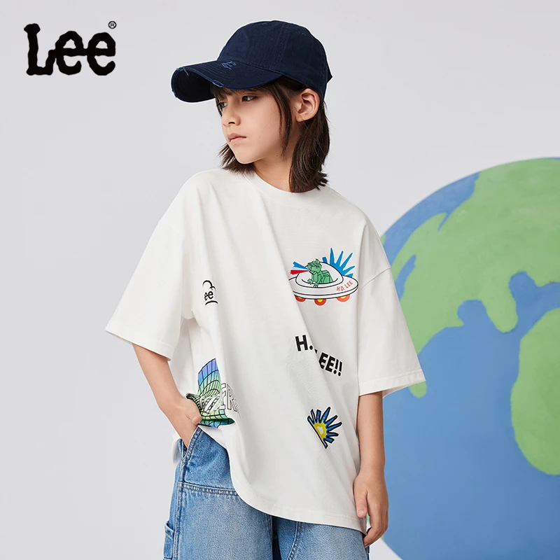 Lee儿童短袖夏季户外休闲百搭圆领印花潮流宽松T恤 LK4X2HUT0121