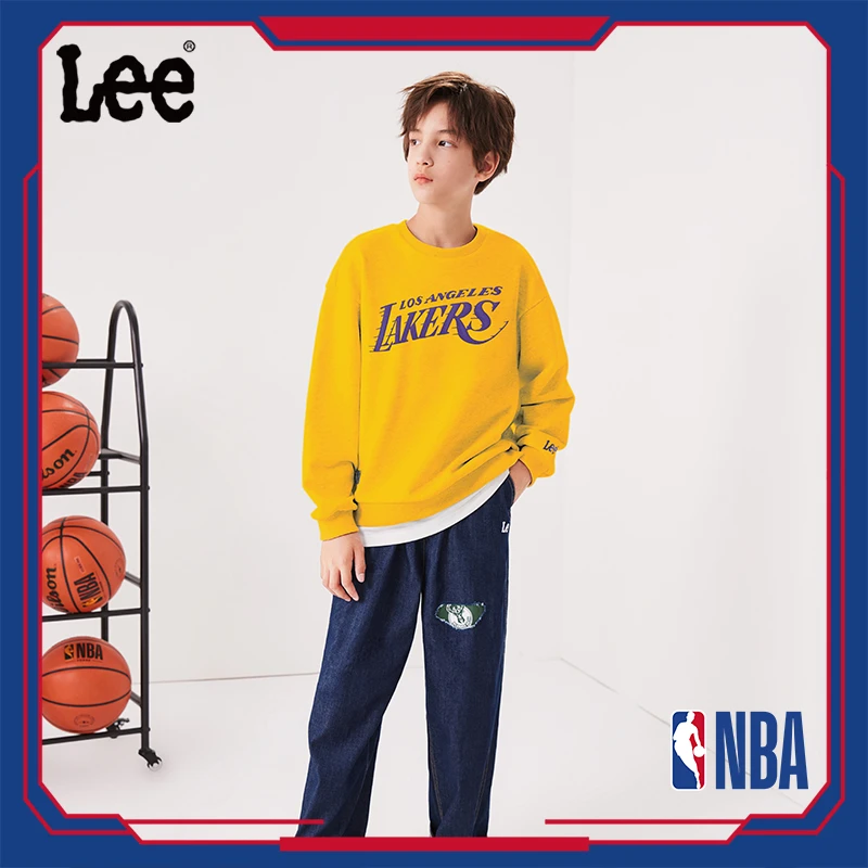 Lee童装卫衣NBA联名湖人篮网热火时尚春秋圆领上衣LK3L2FUT0278