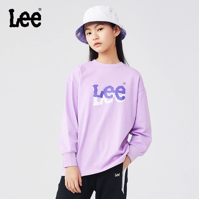 Lee童装T恤春季女童宽松休闲套头童装字母印花上衣LK3X1SGT0008