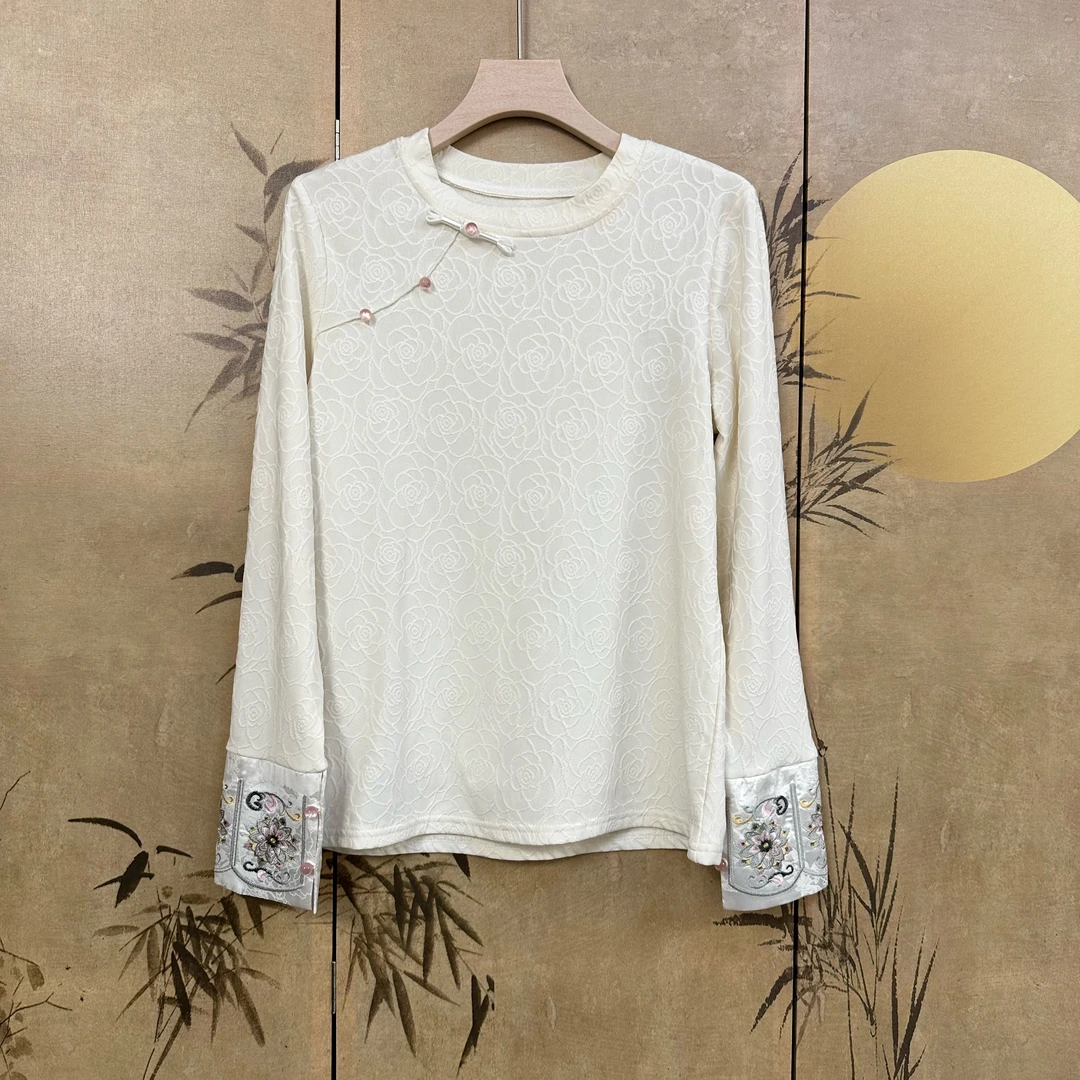 【落秋】秋季新款新中式国风复古文艺气质返潮复古国潮文化女T恤