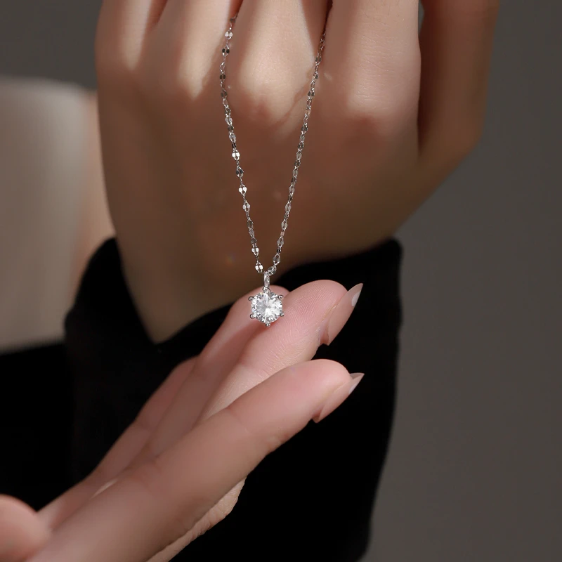 吊坠925银 韩国单钻项链女银新年新款时尚小众轻奢高级感银镀项链