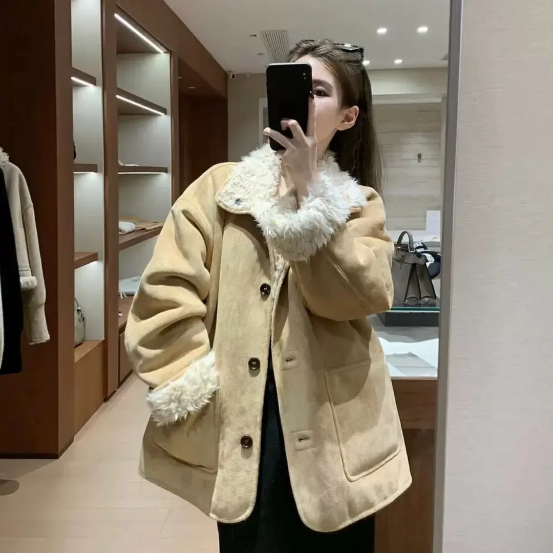 冬上新圈圈卷卷毛仿皮毛一体外套超软糯短外套