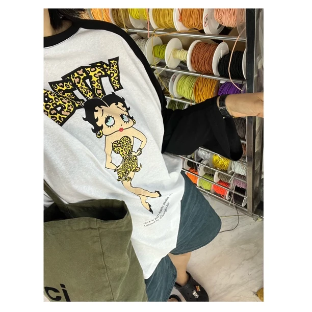 HZ-定制款撞色麻料撞色贝蒂长袖T