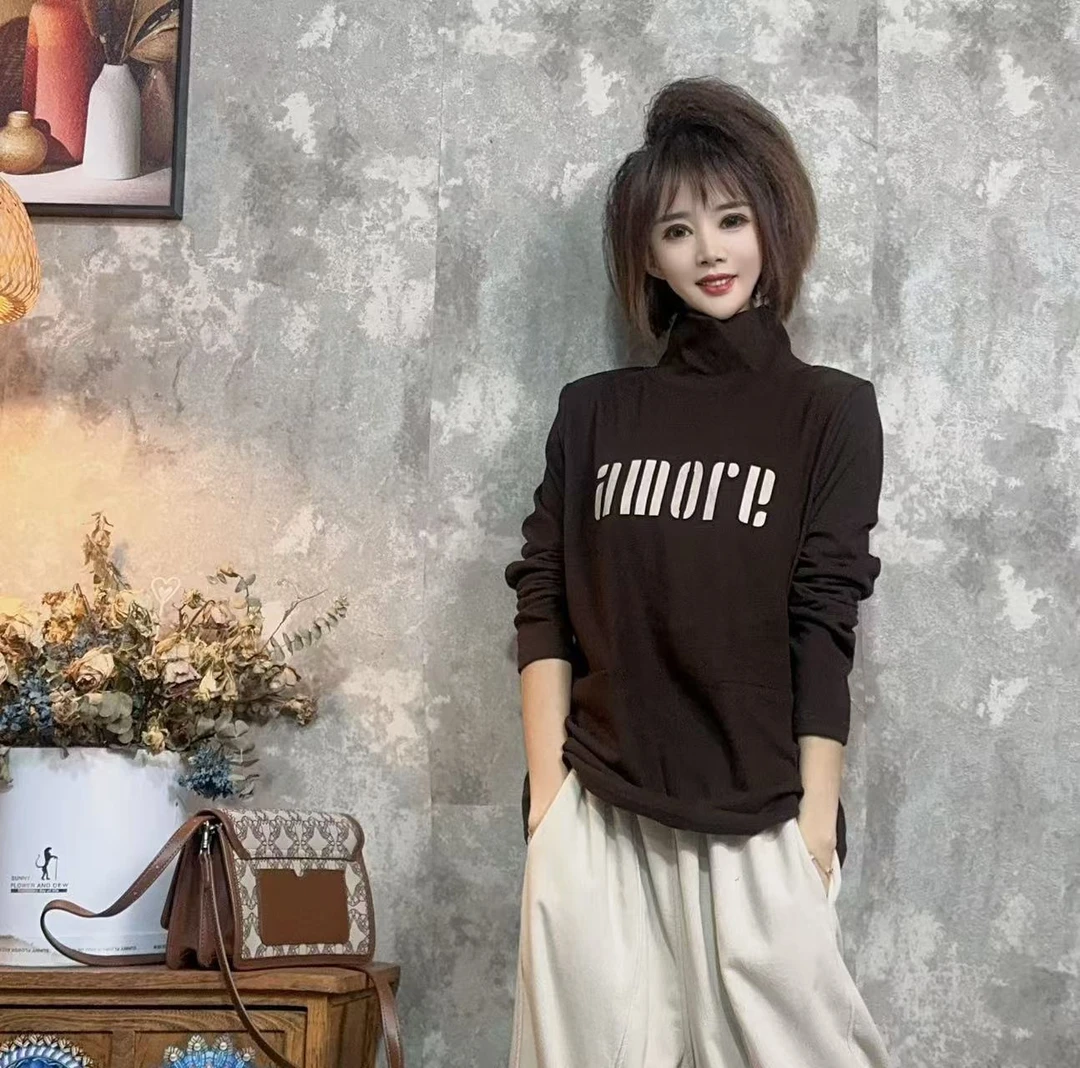 【沐木流浪记】潮牌百搭印花字母抽绳款休闲打底衫上衣z