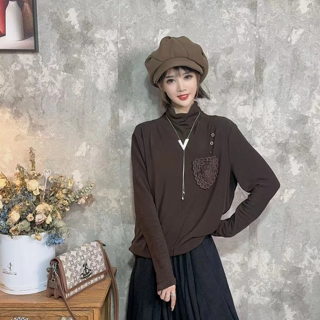 【沐木流浪记】纯色德绒长袖打底衫上衣z