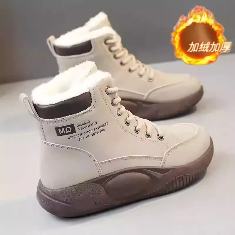 2024冬季新款加绒加厚雪地靴女百搭厚底防滑棉靴时尚软底高帮棉鞋