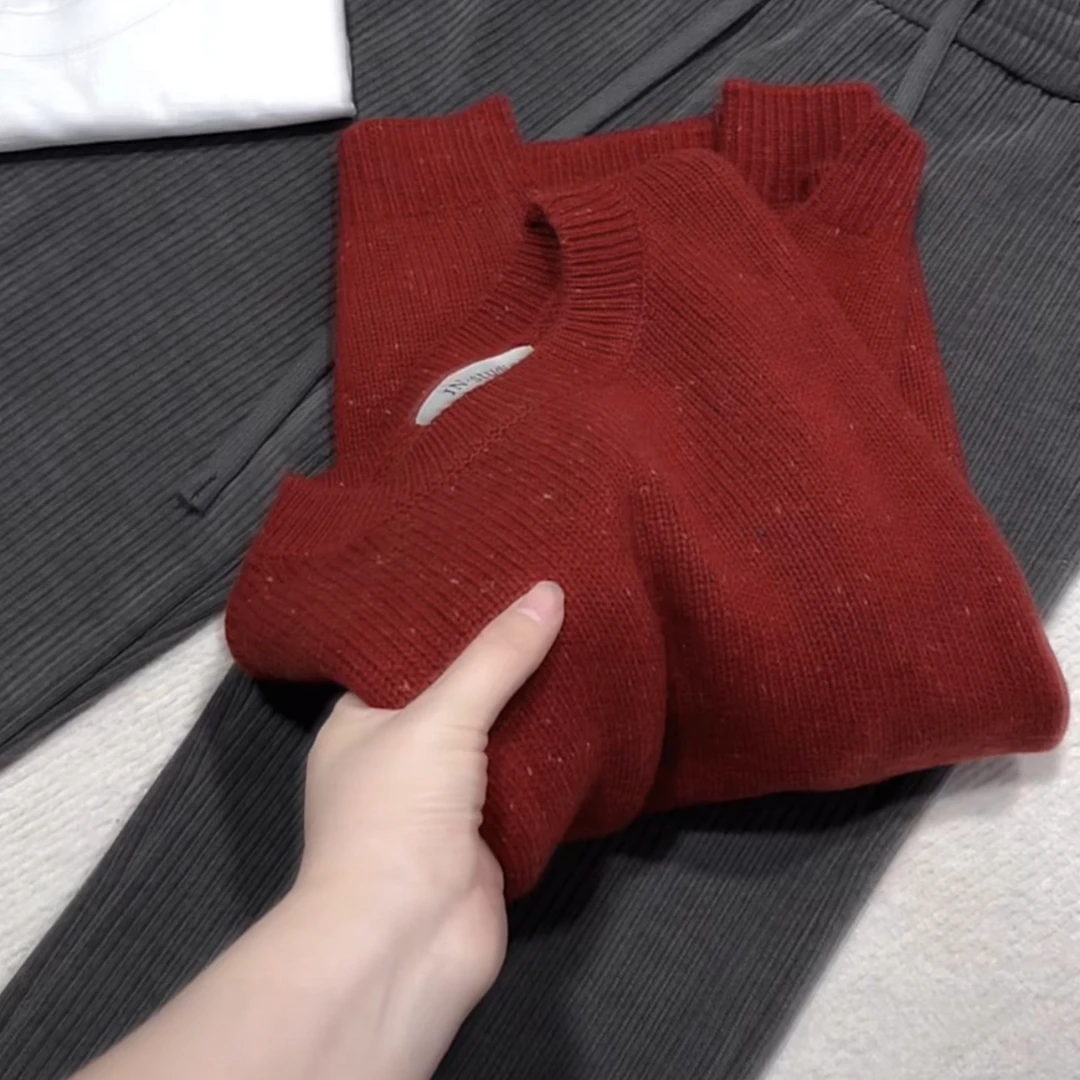 米蓝家复古红点子纱慵懒毛衣725