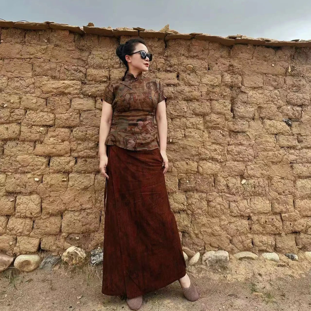 复古敦煌飞天壁画图案上衣