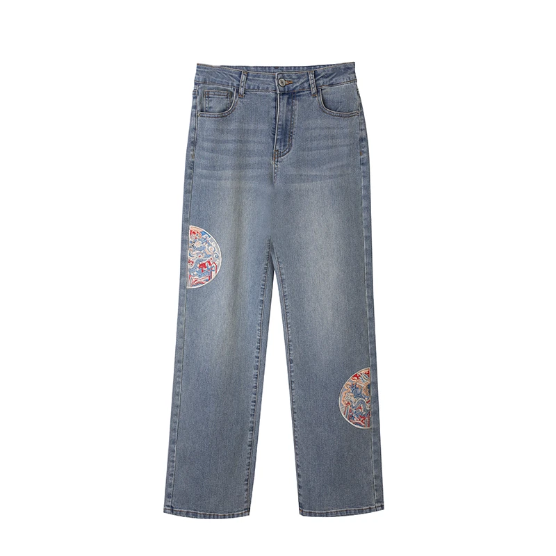 D   F95250108-2 新中式窄版牛仔直筒裤