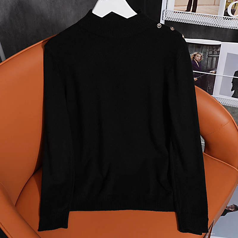 【金哥专属】 70003-1半高领纯色长袖针织衫女2024秋装洋气上衣ZS