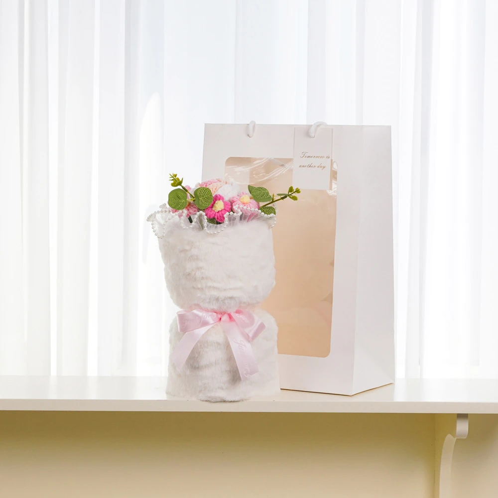 成品小香风针织花束小雏菊毛线手工编织女生教师七夕节礼物永生花