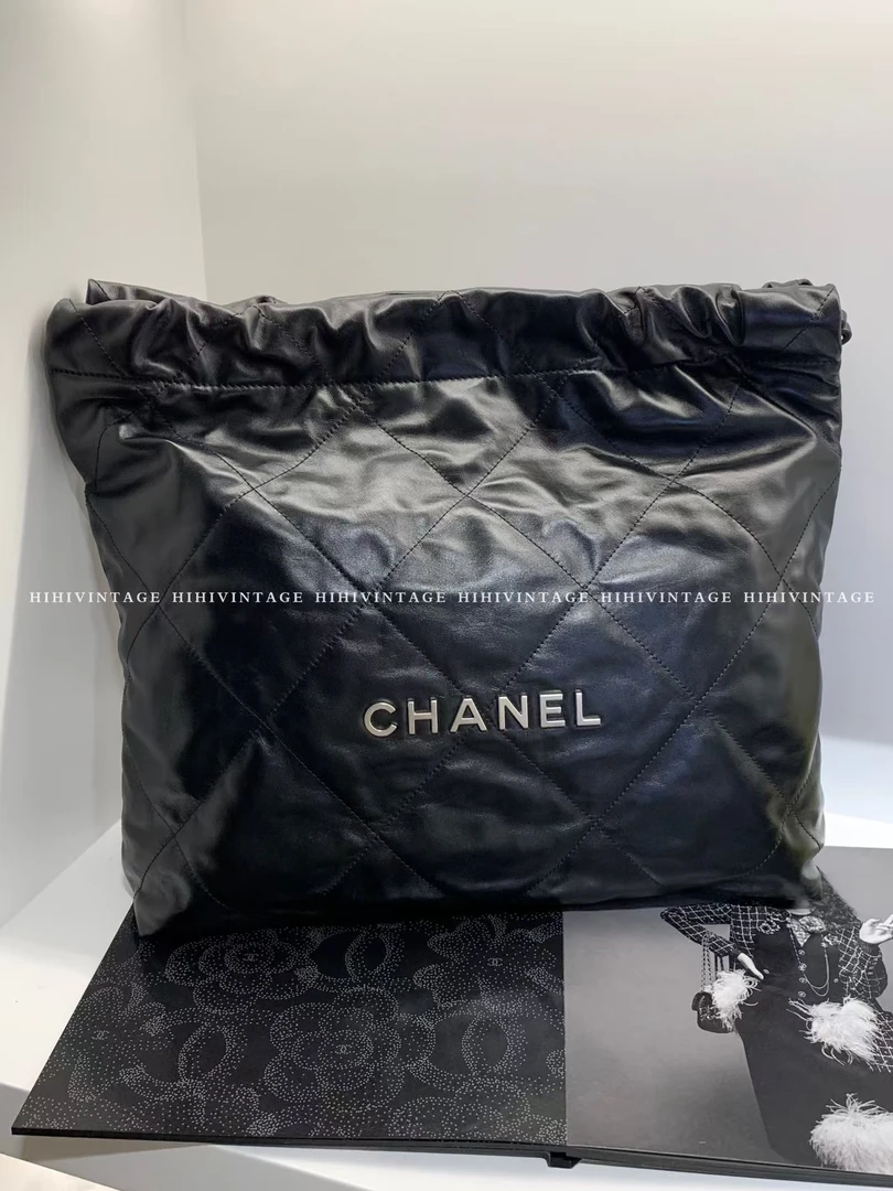 99新 Chanel/香奈儿 HIHI黑银22bag中号芯片款JL